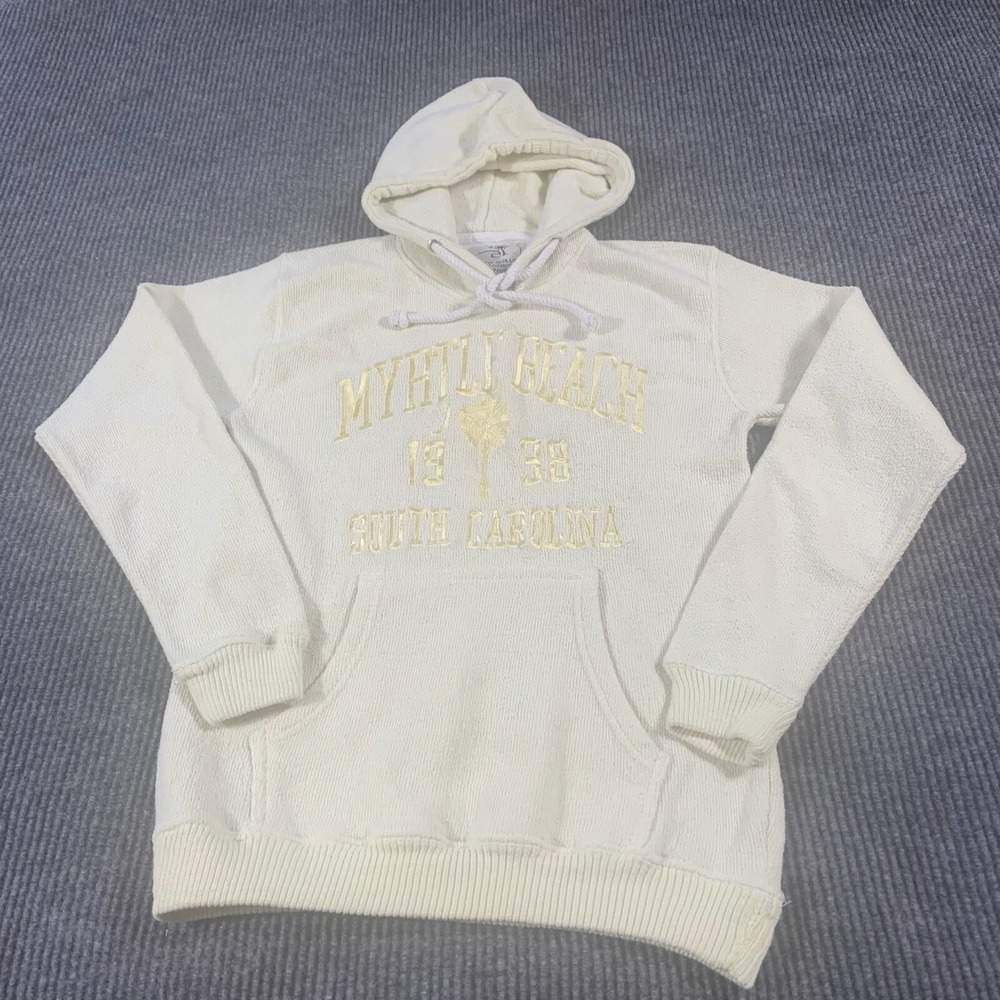 VT Salty Wave Hoodie Adult M Yellow Myrtle‎ Beach South Carolina Embroidered Y2K